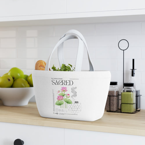 Sacred Lotus Insulated Lunch Bag — Floral Spiritual Tote